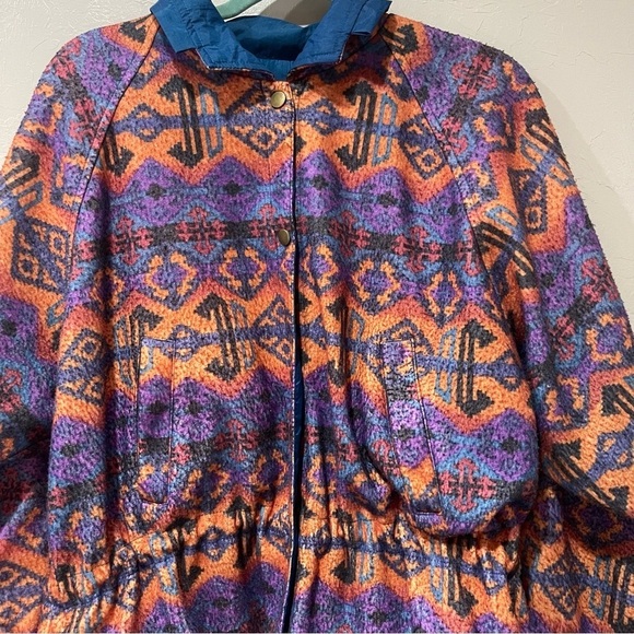 80s Retro Vtg. Reversible Abstract Windbreaker Jacket SM - Picture 2 of 8